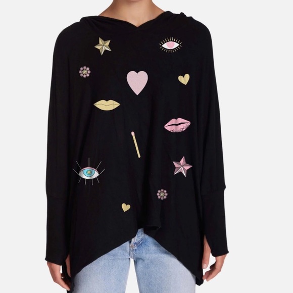 Lauren Moshi Tops Lauren Moshi Crystal Glam Hoodie In Black